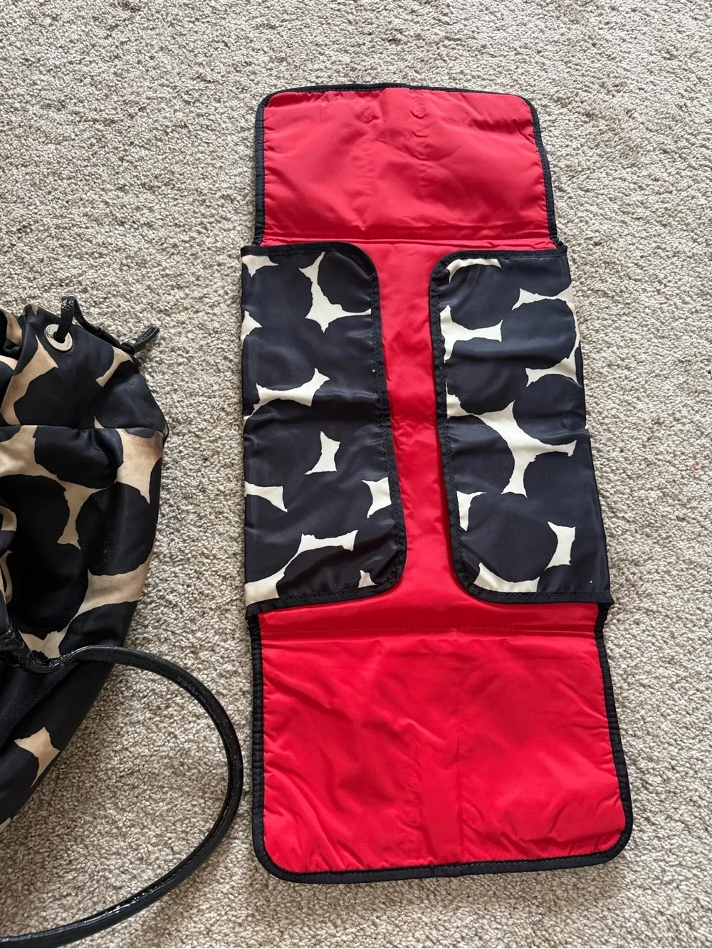 Kate Spade Black and Taupe Patterned Diaper Bag + Diaper Pad